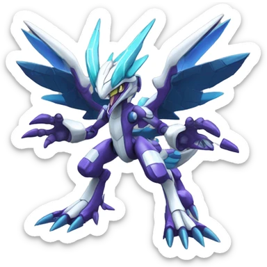  cool edgy shiny colorful Digimon-Dialga-Genesect-Raptor full body sticker