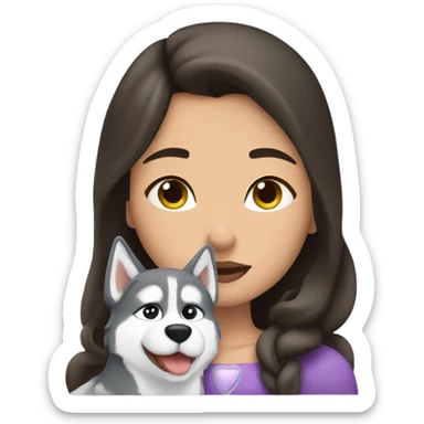 brunette Sleeping beauty girl with Husky   sticker