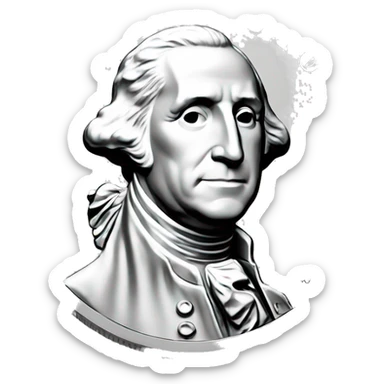 A silver coin with George Washington on it sticker
