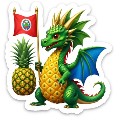 Dragon with the flag of costa rica and a pineapple sticker