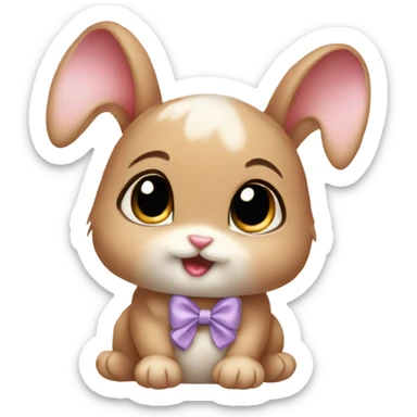 Baby bunny with coquette bow on ear sticker