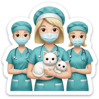 scrub nurse with cats and operation  bedds sticker