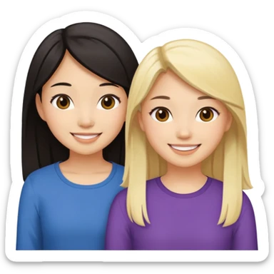 Two girl best friends one Asian the other blonde sticker