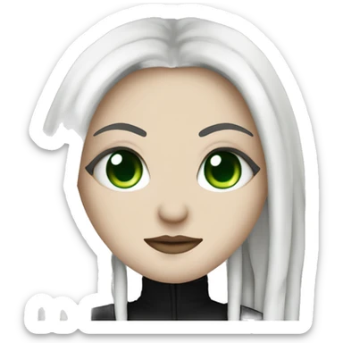 White girl, anonymous, cyberpunk black dreadlocks, green eyes, gothic sticker
