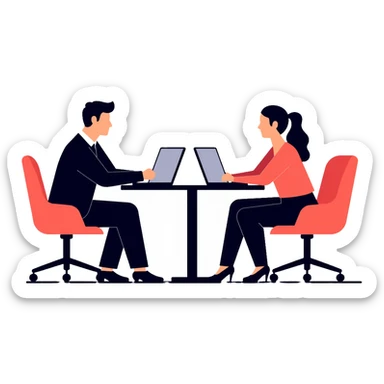 client meeting with business people at conference table sticker
