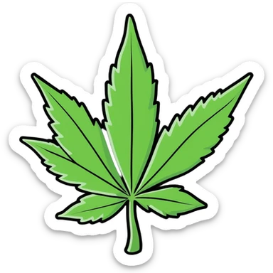 cartoon funny cannabis leaf with a big smile sticker