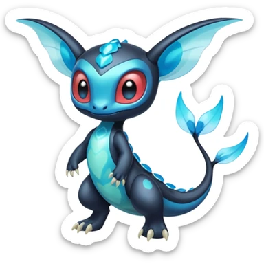 Iridescent Translucent Bioluminescent Diaphanous Meloetta-Salamence-Stitch-Toothless-Fakémon-creature-hybrid sticker
