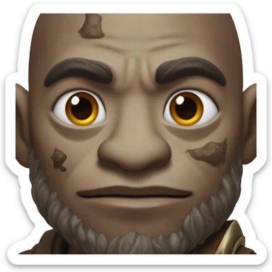 Brown Orc with a white palm on his face from the Lord of the Rings shows a heart sticker