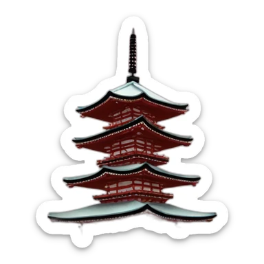 japanese temple with sakura sticker