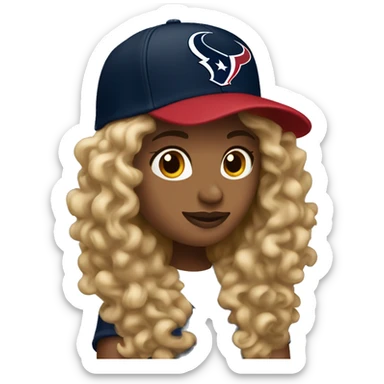 HOUSTON TEXANS baseball hat woman with long curly hair  sticker
