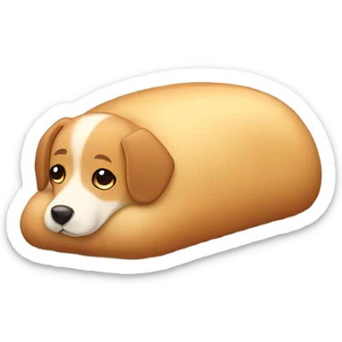 Dog laying down, looking like a loaf of bread ￼ sticker