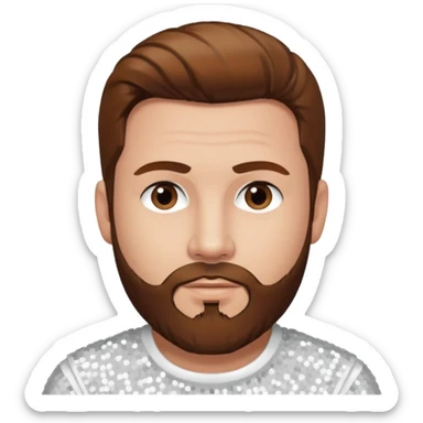 Justin Jeffre (b.1973) from 98 Degrees with brown hair and beard beard, white sequin outfit sticker