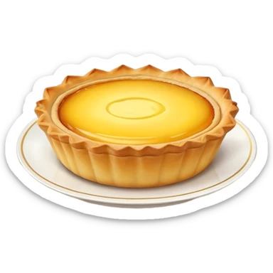 Hong Kong egg tart with flaky crust and yellow custard filling sticker