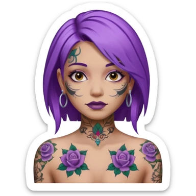 women with tatoos and hightlight that tatoos with purple hair sticker