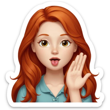 Long haired redhead winking & blowing kisses sticker