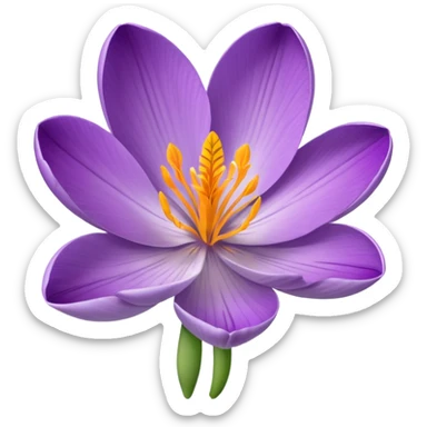 saffron crocus flower, single bloom, soft purple petals sticker