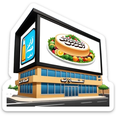 make a billboard on top of a healthy restaurant building written on it "مطعم صحي"  sticker