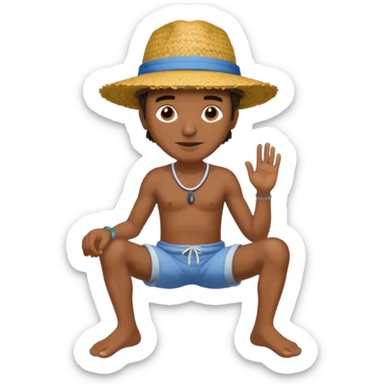 Visage. Homme Créole réunionnais ti jean chapeau paille savate  au pieds  sticker