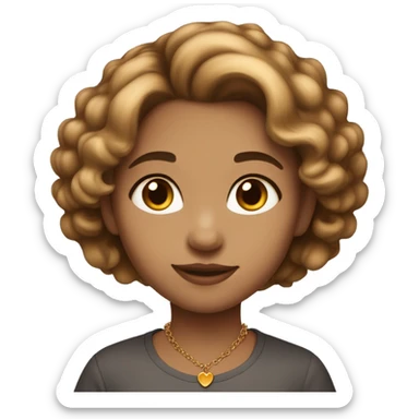 A fair-skinned girl with honey-colored eyes, light brown ombre hair, and a heart-shaped pendant necklace on her neck. sticker