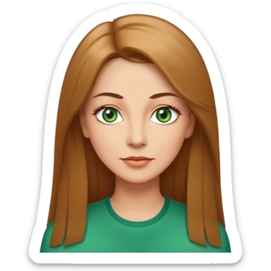 Pretty middle age woman with green eyes and long straight light  brown hair  sticker