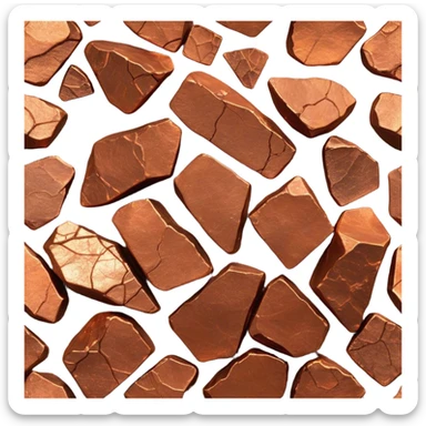 Cinematic Realistic Copper Ore, Warm and earthy, with rich, reddish-brown hues and intricate swirls of natural patterns across the rough, raw surface. The metal catches light with a gentle, glowing shimmer, exuding a rustic, organic charm. Soft glowing outline, capturing the essence of earthy elegance and natural beauty in raw copper ore. sticker