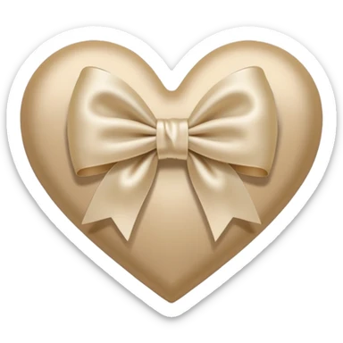 white heart with beige bow sticker