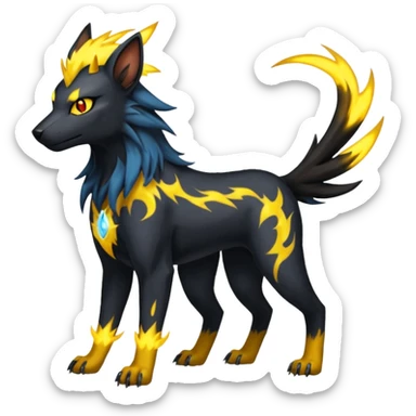 Manectric-Houndoom-Luxray-Bobcat-Fakémon-fusion-animal-creature, full body  sticker