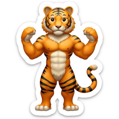 Create a single emoji of a Tiger in full body, shown at a slight side angle in a natural, characteristic pose.
 sticker