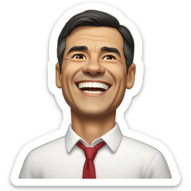 Pedro Sánchez laughing while giving a speech sticker