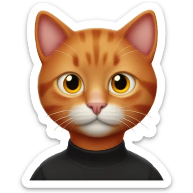 Red cat wirg orange eyes wearing black AirPods Max sticker