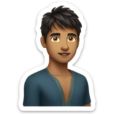 young handsome Indian boy with messy fringe  and fair skin with sharp jawline and small eyes sticker