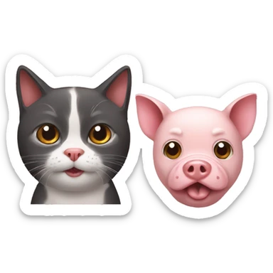A cat whit a dog and a pig  sticker