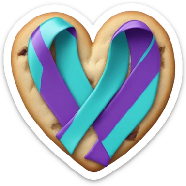 Purple teal Suicide awareness ribbon, heart cookie sticker