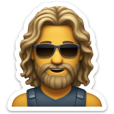 A man with long hair and Beard with sunglass happy gypsi styl sticker