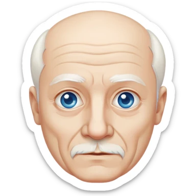 abuelo de piel blanca italiano con pelo blanco casi calvo y ojos color azul sin barba ni bigote  sticker