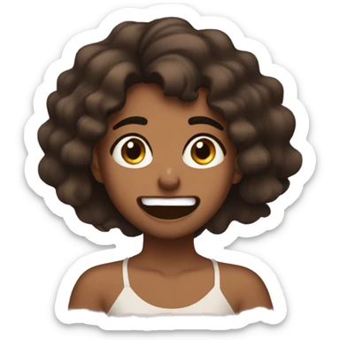 brown girl crying and mascara everywhere but smiling in pain sticker