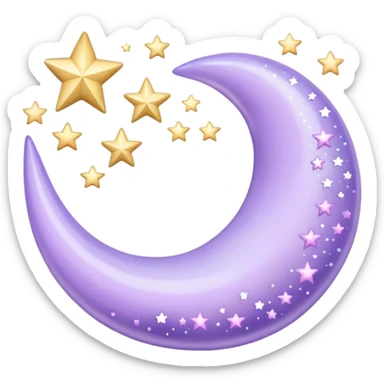 Beautiful sparkly glittery shiny pretty floating pastel lilac lavender Violet crescent and stars aesthetic deco sticker