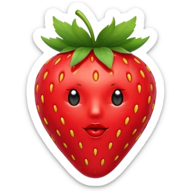one strawberry 🍓 and red kiss 💋 fashioned stylish little emoji for “slay” reaction. no face sticker