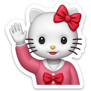 hello kitty contente et dit coucou sticker