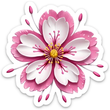white sakura flower with a paint splatter sticker