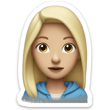 Girl wearing hoodie and baggy pants blonde and blue eyes sticker