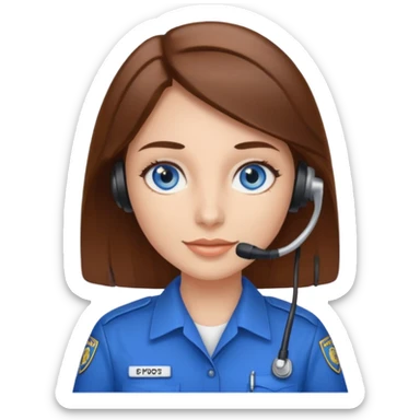 dispatcher female blue eyes brown hair no uniform sticker
