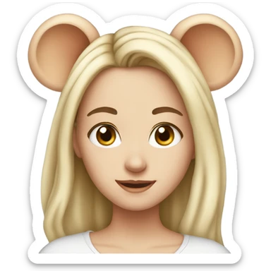 Beautiful white girl with mouse ears sticker