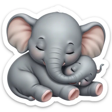 Meme-Worthy Cute Sleeping Baby Elephant Portrait Emoji, Head resting peacefully with a contented smile, showcasing a delightfully tiny build and a luxuriously soft gray hide, eyes shut in a serene, restful nap, Simplified yet hilariously adorable features, highly detailed, glowing with a soft, drowsy light, high shine, relaxed and utterly lovable, stylized with an air of playful laziness, bright and heartwarming, soft glowing outline, capturing the essence of a comically sleepy baby elephant, so meme-worthy it feels like it could instantly become the next viral sensation of adorable slumber! sticker