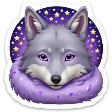 A wolf of winterfell from game of thrones sleeping under lilac stars sticker