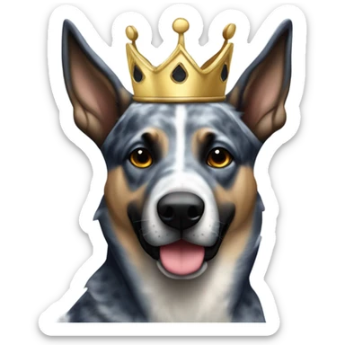 A malinois dark blue merle color with a crown on his head sticker