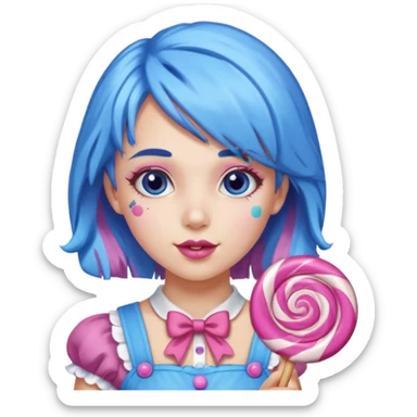 candy girl from candyland blue pink mixed hair sticker