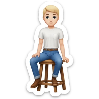 a person sitting on stool with backs turned

 sticker