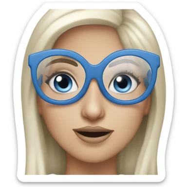 Realistic-Elegant-lady-gaga-dancing-blue eyes- wearing glasses: sticker