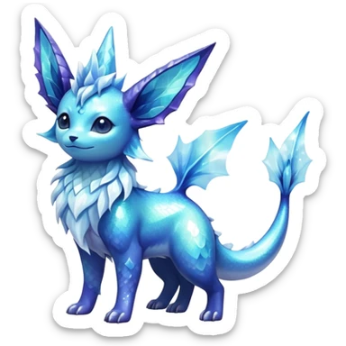 Shiny Sparkly Ethereal Nebula Exotic Colorful Vaporeon-Glaceon-Amaura-Aurorus-Fakémon-hybrid-creature (full body)  sticker